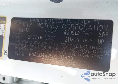 2013 Kia Optima Lx from USA, damaged, VIN KNAGM4A75D5332429